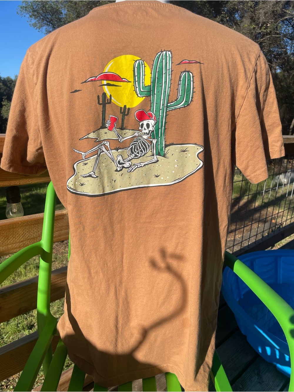 NWOT Men's Short-Sleeve Crewneck Tee with SKELLY and Cactus Patch - Brown